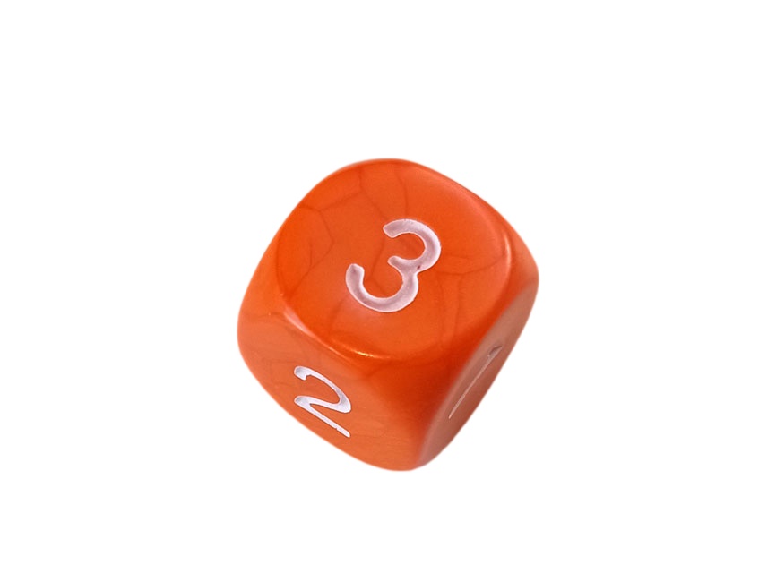 Orange D3 Dice Numbered 1-3 Twice